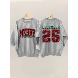 [Christmas Oversized Hoodie] Christmas-Themed Oversized Hoodie, Women's Plus Size Spring and Autumn Round Neck Casual Sweatshirt