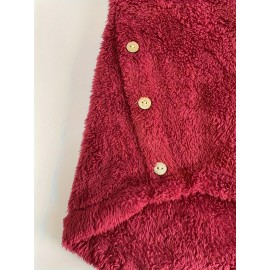 Plus Size, Plus Size Women's Autumn Winter -Lined Thickened Hooded Hand- Sweatshirt