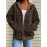 Plus Size - Women'S Plus Size Hooded Sweatshirt - Brown Leopard Print Zip-Up Jacket with Front Pockets, Long Sleeve Casual Outerwear for Everyday & Formal Outfits, Spring/fall Fashion, Spring Outerwear, Stylish Hoodie