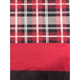 Women's Plus-Size Geometric Color Block Hoodie - Red & Black Plaid Print Pullover with Front Pockets, Cozy Long Sleeve Casual Sweatshirt for All-Season Comfort, Streetwear Style, Trendy Design, Durable Construction, Comfort Seekers