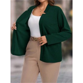 Plus Size, Women's Plus Size Elegant Suit Jacket - Solid Color Professional Blazer, All-Season Casual & Office Wear, Regular Fit for Weddings, Business Meetings, Everyday (Hand Wash/Dry Clean Care) - Versatile Year-Round Outerwear