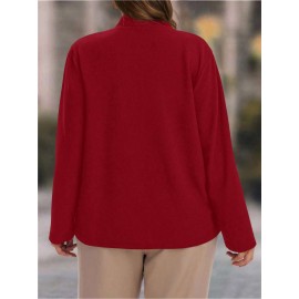 Plus Size, Women's Plus Size Elegant Suit Jacket - Solid Color Professional Blazer, All-Season Casual & Office Wear, Regular Fit for Weddings, Business Meetings, Everyday (Hand Wash/Dry Clean Care) - Versatile Year-Round Outerwear