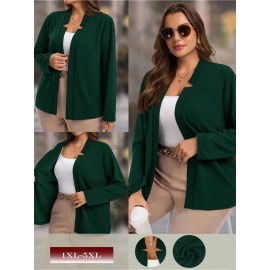 Plus Size, Women's Plus Size Elegant Suit Jacket - Solid Color Professional Blazer, All-Season Casual & Office Wear, Regular Fit for Weddings, Business Meetings, Everyday (Hand Wash/Dry Clean Care) - Versatile Year-Round Outerwear
