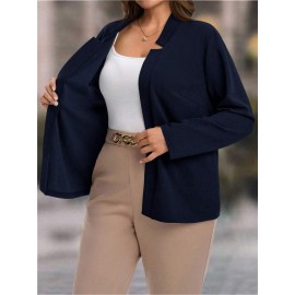 Plus Size, Women's Plus Size Elegant Suit Jacket - Solid Color Professional Blazer, All-Season Casual & Office Wear, Regular Fit for Weddings, Business Meetings, Everyday (Hand Wash/Dry Clean Care) - Versatile Year-Round Outerwear