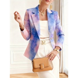 Plus Size, Plus Size Winter Winter Dyed Suit Jacket - Elegant Lapel Collar Button-Front Blazer, Machine Washable Solid Color Professional Attire for Office, Commuting & Semi-Formal Events (Warm Fall/Winter Jacket)