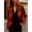 Plus Size, Plus Size Elegant Winter Suit Jacket - /Notch Collar Button-Front Blazer, Machine Washable Solid Color Professional Attire for Office, Commuting & Cold Weather (Regular Fit)