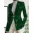 Plus Size - Women'S Plus Size Elegant Minimalist Solid Green Suit Jacket - Structured Lapel Collar, Single-Button Closure, Tailored Fit for Fall/Winter, Versatile for Casual & Formal Occasions, Durable & Comfortable Professional & Everyday Outerwear