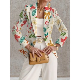 Plus Size - Women'S Plus Size Elegant Minimalist Solid Green Suit Jacket - Structured Lapel Collar, Single-Button Closure, Tailored Fit for Fall/Winter, Versatile for Casual & Formal Occasions, Durable & Comfortable Professional & Everyday Outerwear
