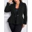 Plus Size Solid Color Single Breasted Lapel Elegant Long Sleeve Flare Hem Blazer For Work & Office