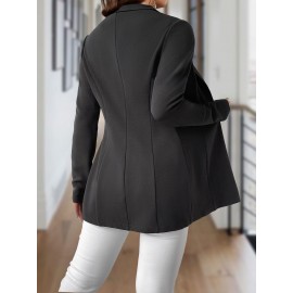 Elegant Plus Size Women's Blazer - Soft Knit, Single Button, Lapel Collar, Solid Color, Machine Washable - Perfect for Fall
