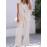 Stylish Plus Size Solid Color Elegant Suit Set - Women's Plus Size Clothing, Button Sleeveless Vest & Straight Leg Loose Pants for Work or Formal Occasions - Comfortable, Breathable, and Flattering
