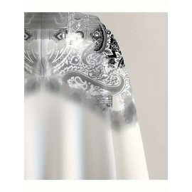 Women'S 3D Floral Print Hooded Zipper Jacket Sweatshirt - Winter Warmth Full-Zip Outerwear, White with Black Floral Pattern, Relaxed H-Line Silhouette, Machine Washable Non-Stretch Fabric, Long Sleeve Coat for Casual & Formal Outfits