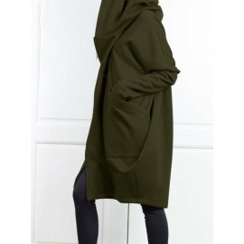 Plus Size Women'S Hooded Zip-Up Jacket - Long Sleeve Two-Piece look with Front Pockets, Olive Green, Non-Stretch Fabric for Fall/Winter, Layering Essential Outerwear for Everyday & Formal Outfits, Winter Hooded Jacket, Casual Winter Wear, Durable Winter Wear, Fall Fashion, Stylish Hoodie, Quality Stitching, Outerwear Piece, Fashion Lovers