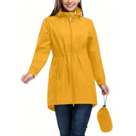 [33,000ft Windbreaker] Lightweight Women's 33,000ft Windbreaker Long Coats | Packable Jacket with Hood Trench Coats for Golf Hiking Travel | Plus Size