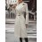 Women's Plus Size Long Coat - Elegant Belted Button Front Closure, Beige/Classic Colors Non-Stretch Jacket for Fall/Spring, Office, Casual & Formal Events - H-Line Silhouette Outerwear