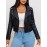 [Plus Size Bomber Jacket] Black Plus Size Women's Casual Jacket | Long Sleeve, Non-Stretch Fabric, Texture, Spring/Fall Outerwear, Zipper Bomber with Flap Pockets