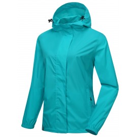 Women's Lightweight Waterproof Rain Jacket, Packable Rain Shell with Hood