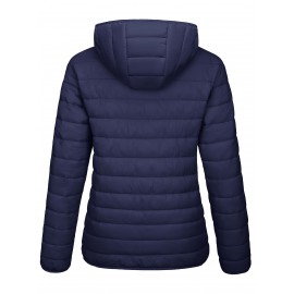 Plus Size Women's Puffer Jacket - Ultra-Lightweight, Warm, and Comfortable Hooded Coat with Full Zip and Waterproof Windproof Design for Hiking, Camping, Mountaineering, and Winter Outdoor Activities - Fashionable Padded Jacket for Curvy Figures