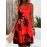 Women'S Tropical Print Sleeveless Beach Dress- Vibrant Pink with Black Palm Tree Design, Round Neck Machine-Washable Lightweight Summer Vacation Dress for Poolside& Casual Outings